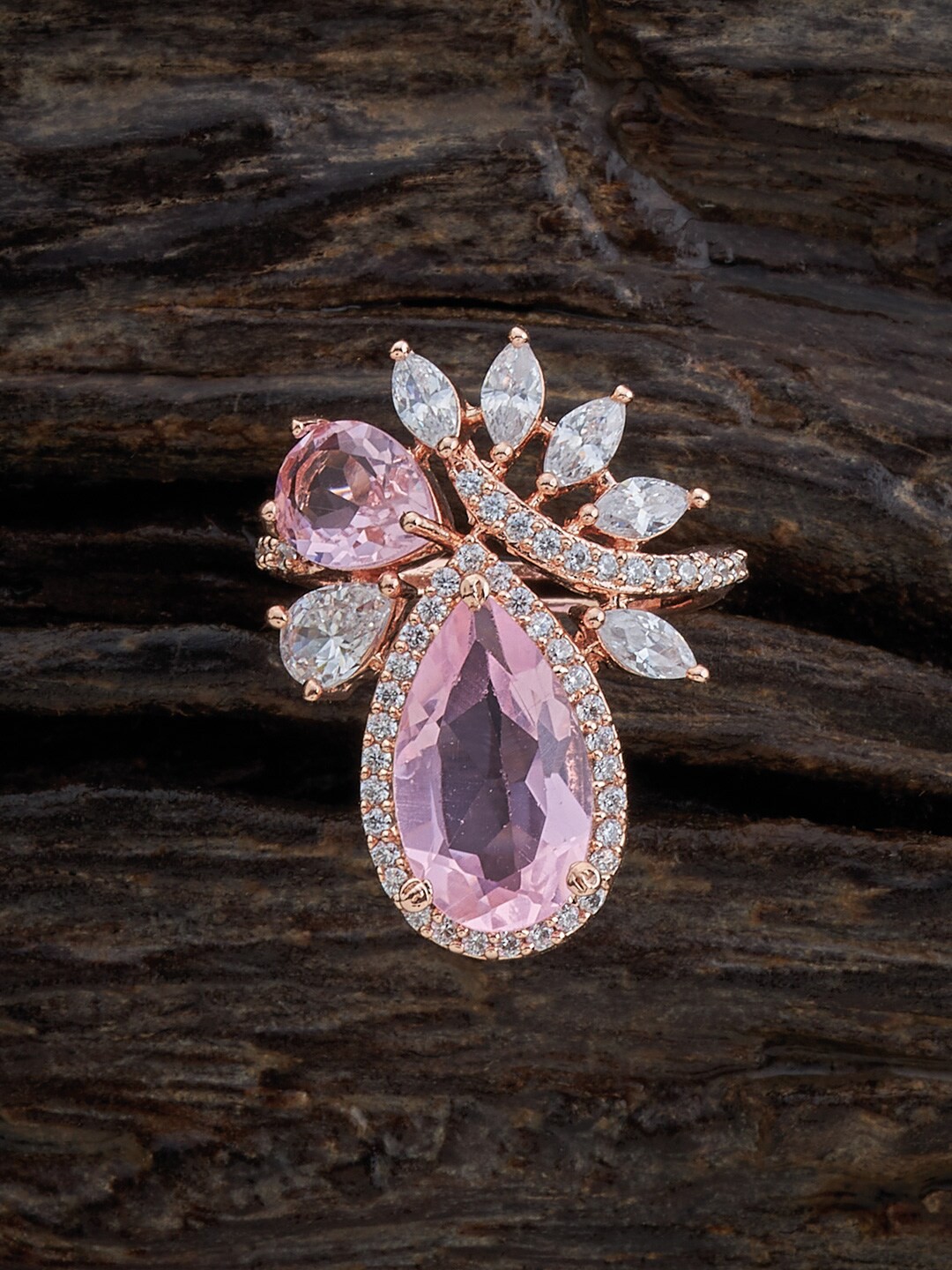 

Kushal's Fashion Jewellery Rose Gold-Plated Zircon-Studded Finger Ring