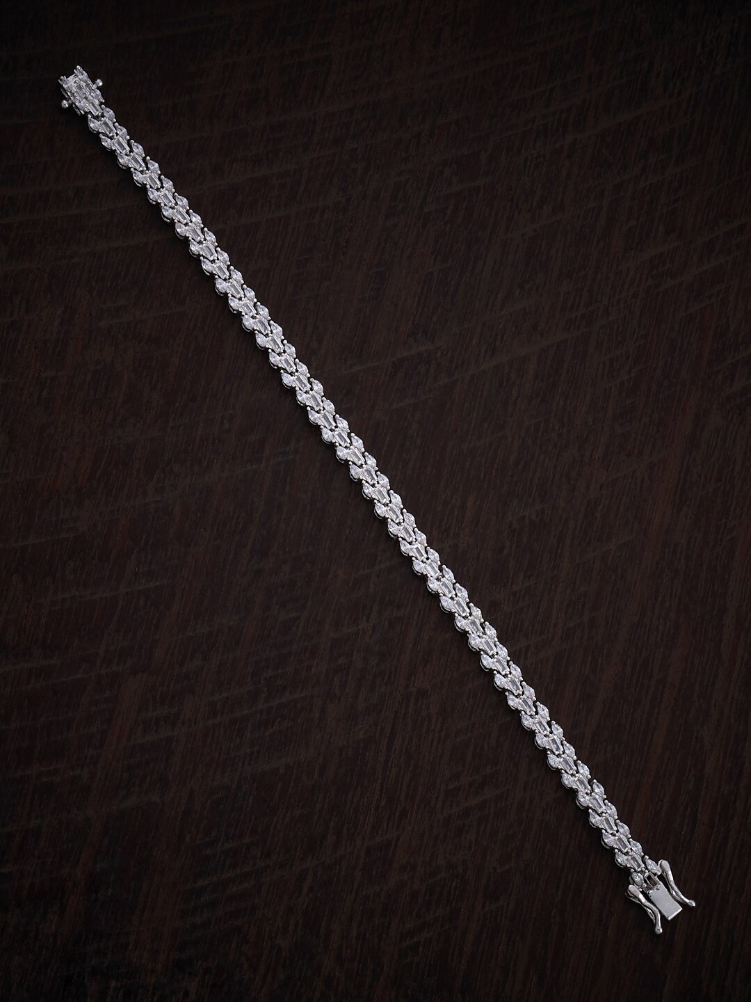

Kushal's Fashion Jewellery Women Rhodium-Plated Cubic Zirconia Wraparound Bracelet, Silver