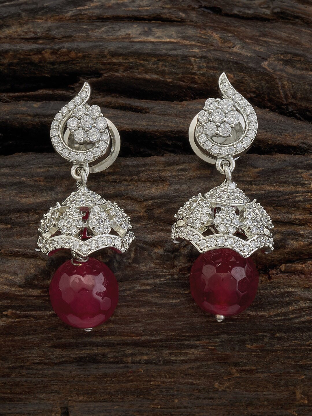

Kushal's Fashion Jewellery Dome Shaped Jumka Earrings, Red