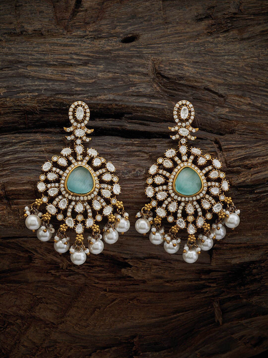 

Kushal's Fashion Jewellery Rhodium Plated Contemporary Drop Earrings, Sea green