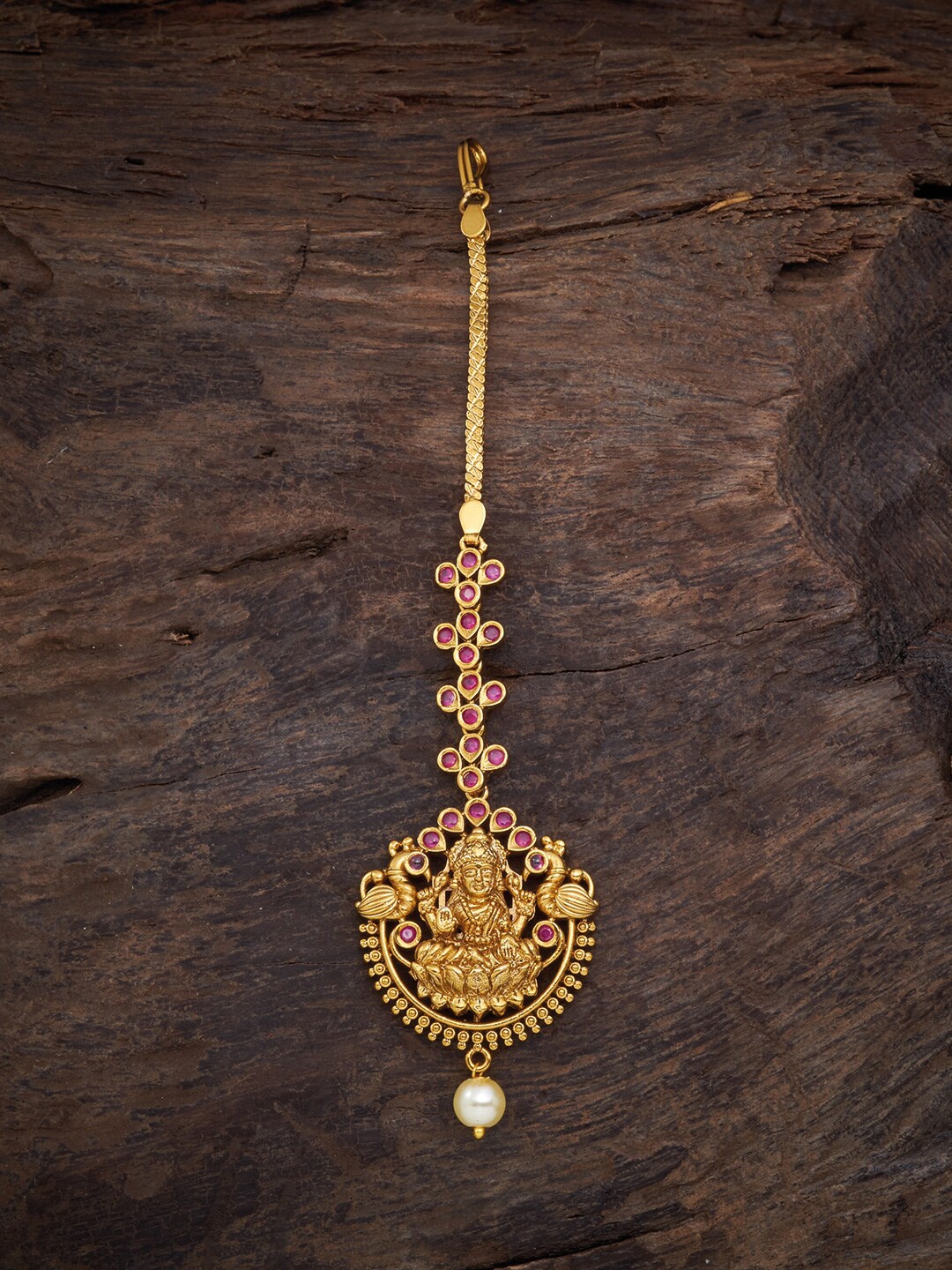 

Kushal's Fashion Jewellery Gold-Plated Stone-Studded & Beaded Maang Tikka