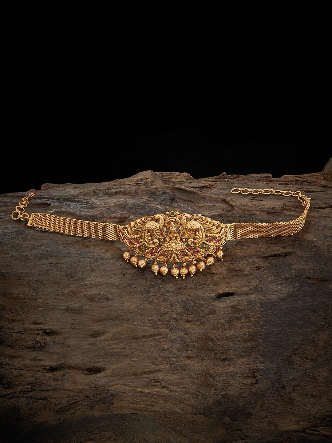 

Kushal's Fashion Jewellery Silver Gold Plated Ruby Studded Armlet Bracelet