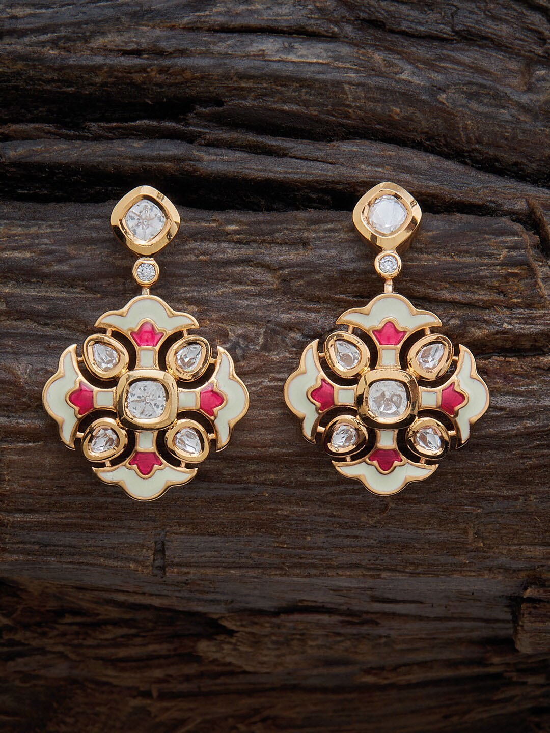 

Kushal's Fashion Jewellery Cubic Zirconia Studded Drop Earrings, Gold