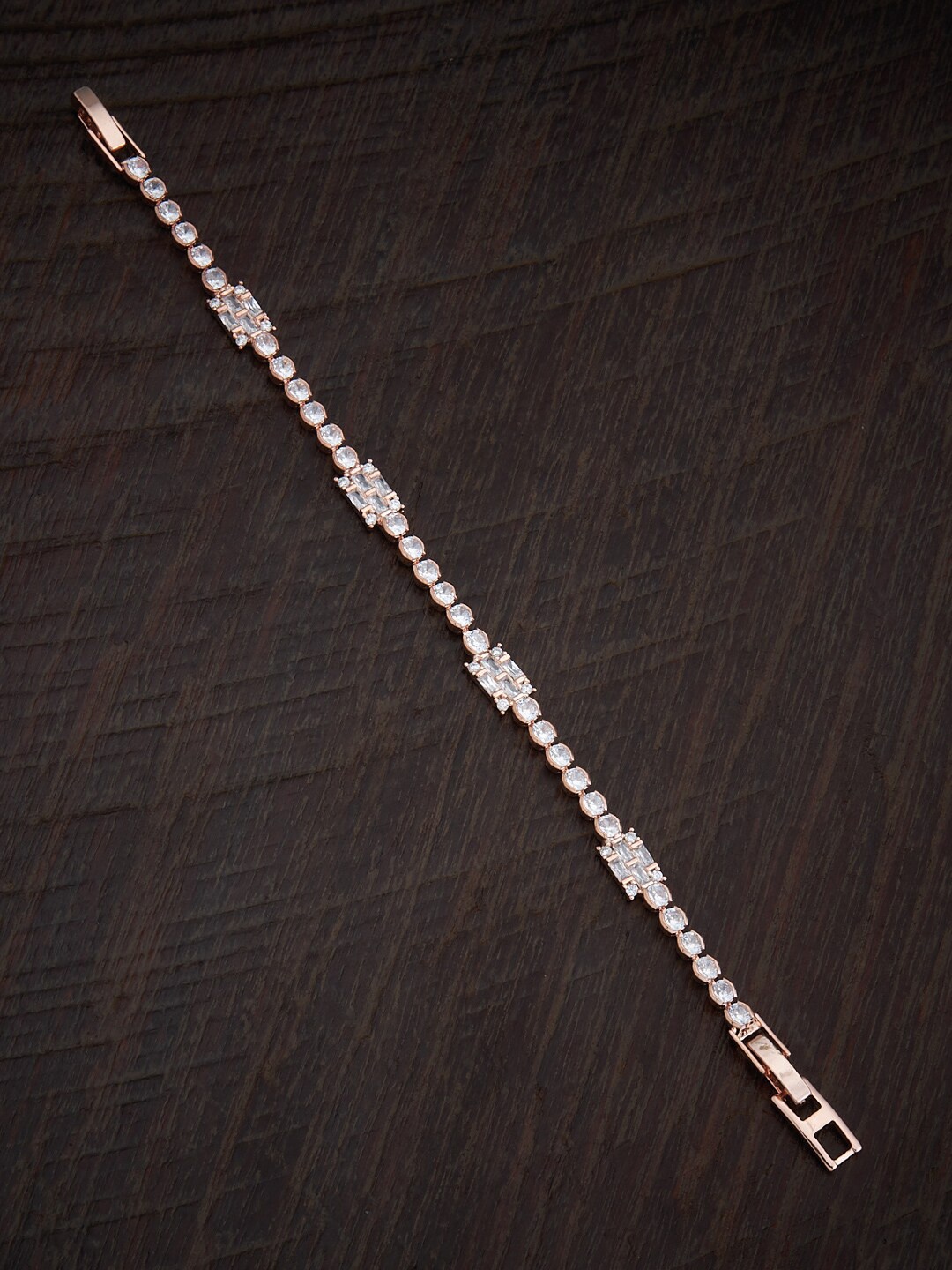 

Kushal's Fashion Jewellery Cubic Zirconia Rose Gold-Plated Wraparound Bracelet