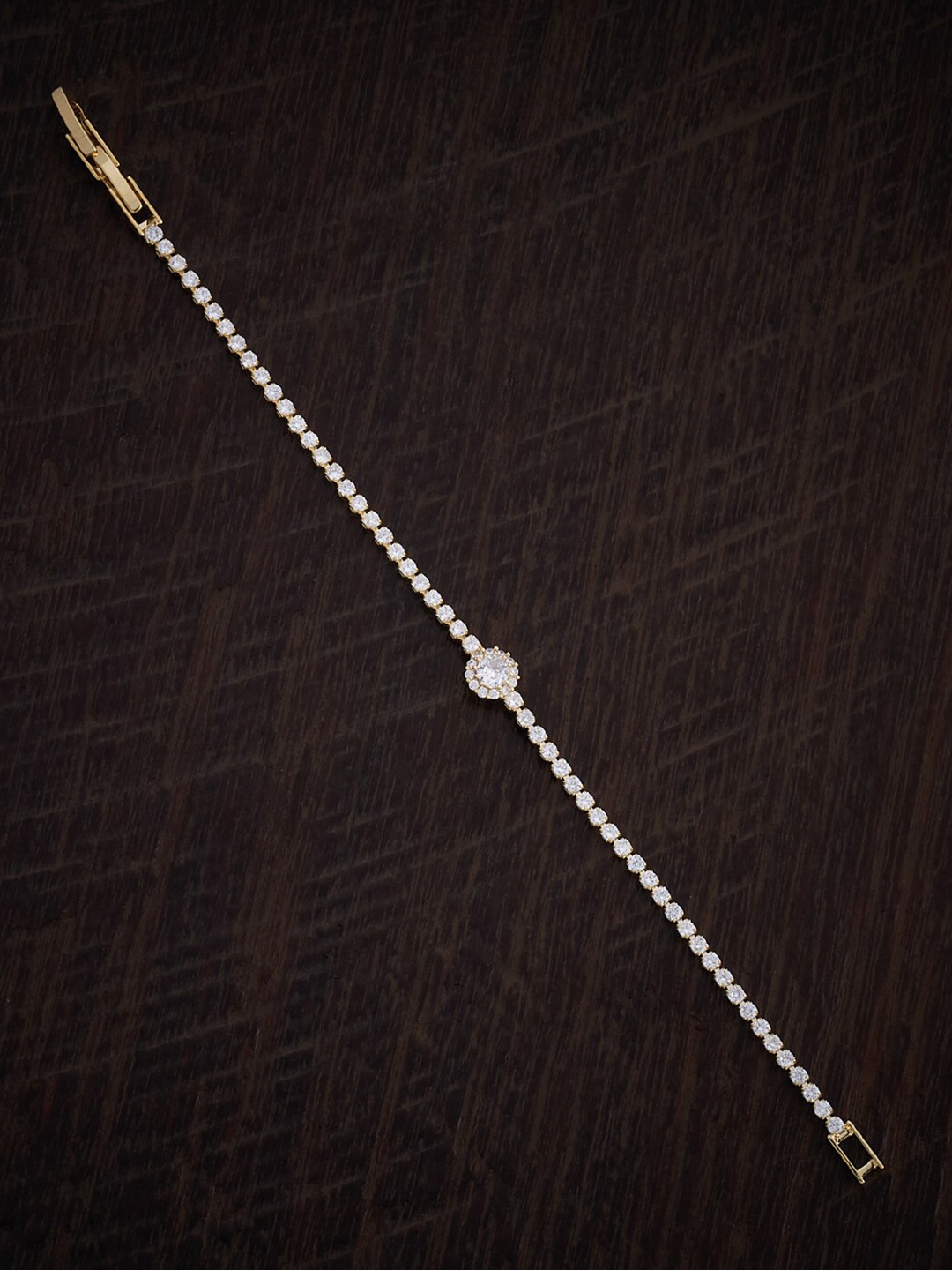 

Kushal's Fashion Jewellery Gold Plated Cubic Zirconia Studded Wraparound Bracelet