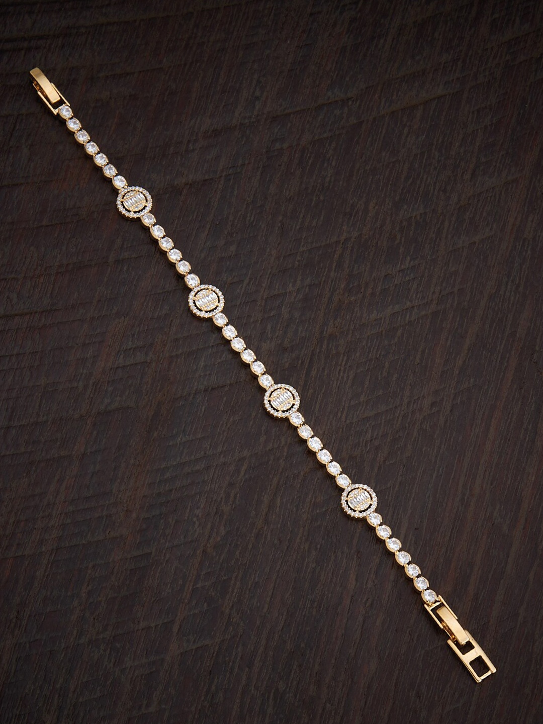 

Kushal's Fashion Jewellery Rose Gold Plated CZ Studded Wraparound Bracelet
