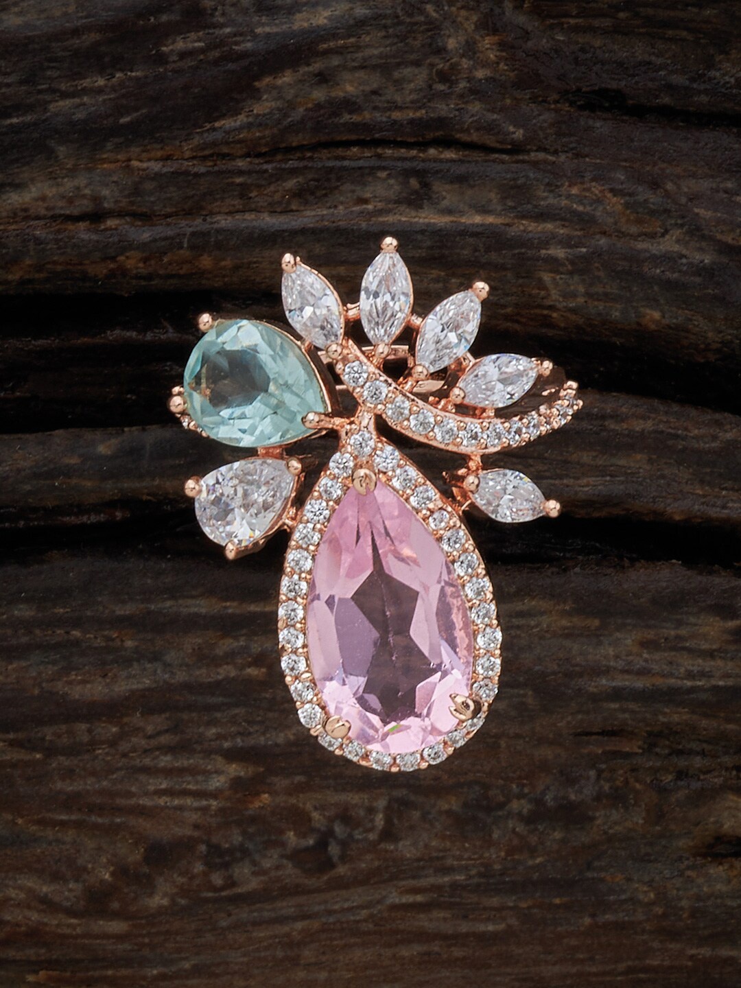 

Kushal's Fashion Jewellery Rose Gold-Plated Zircon Studded Finger Ring