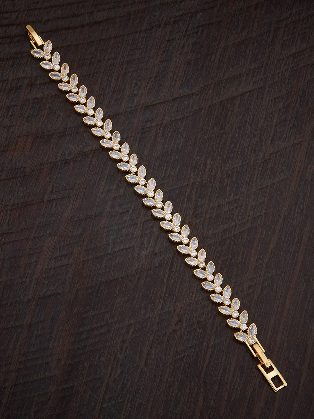 

Kushal's Fashion Jewellery Gold-Plated Cubic Zirconia Studded Wraparound Bracelet