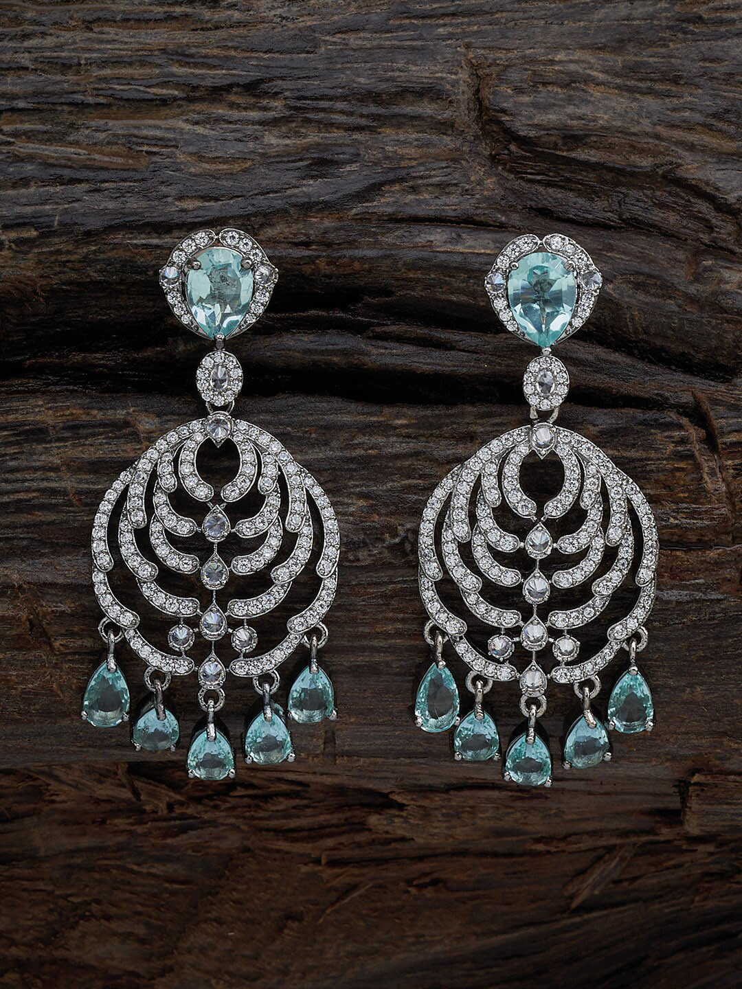 

Kushal's Fashion Jewellery Rhodium-Plated Contemporary Drop Earrings, Silver