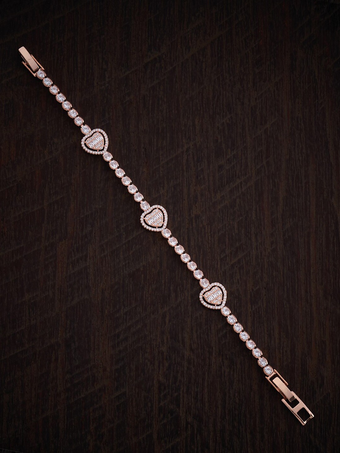 

Kushal's Fashion Jewellery Rose Gold-Plated Cubic Zirconia Studded Wraparound Bracelet