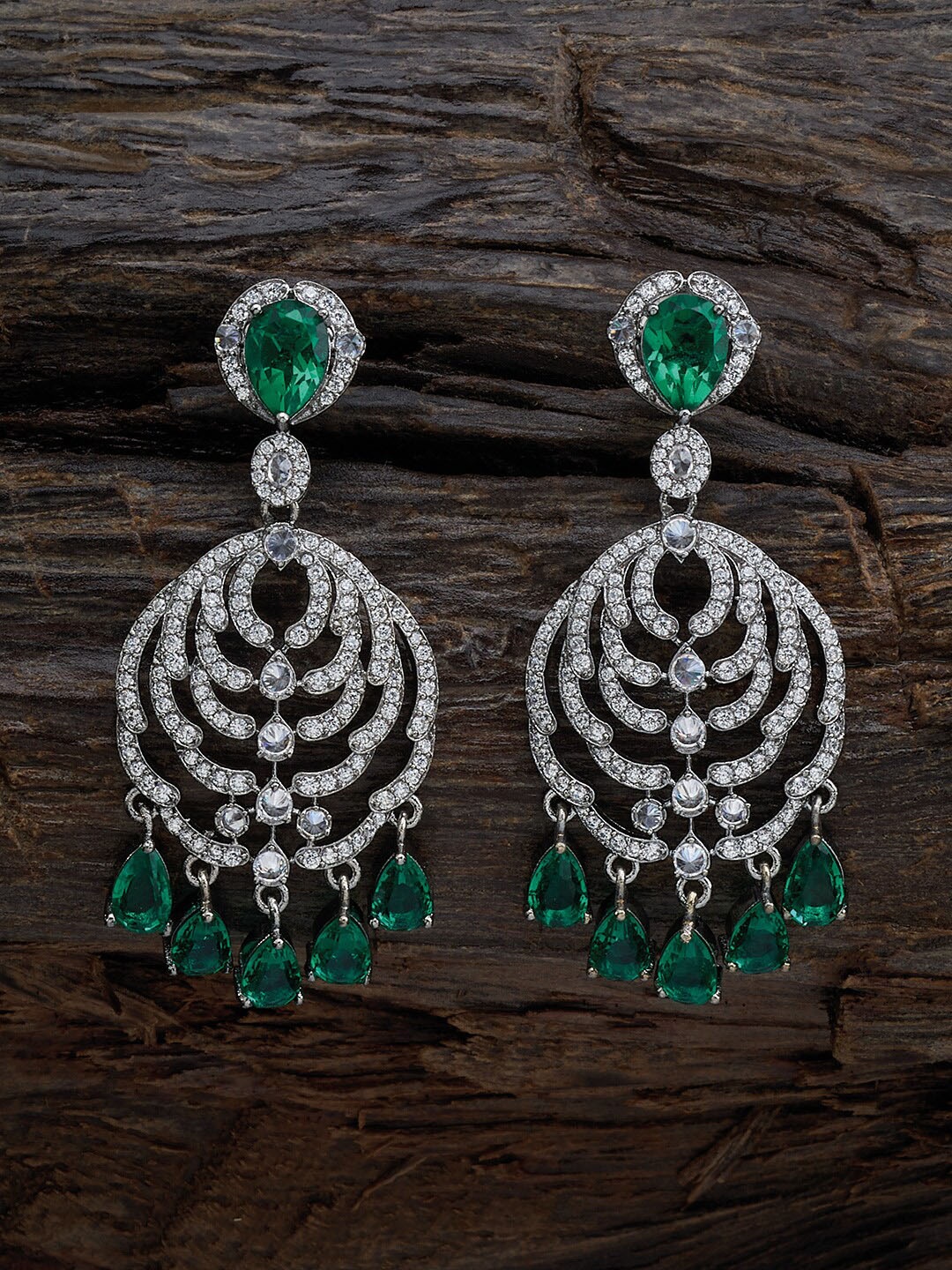 

Kushal's Fashion Jewellery Rhodium-Plated Contemporary Drop Earrings, Silver