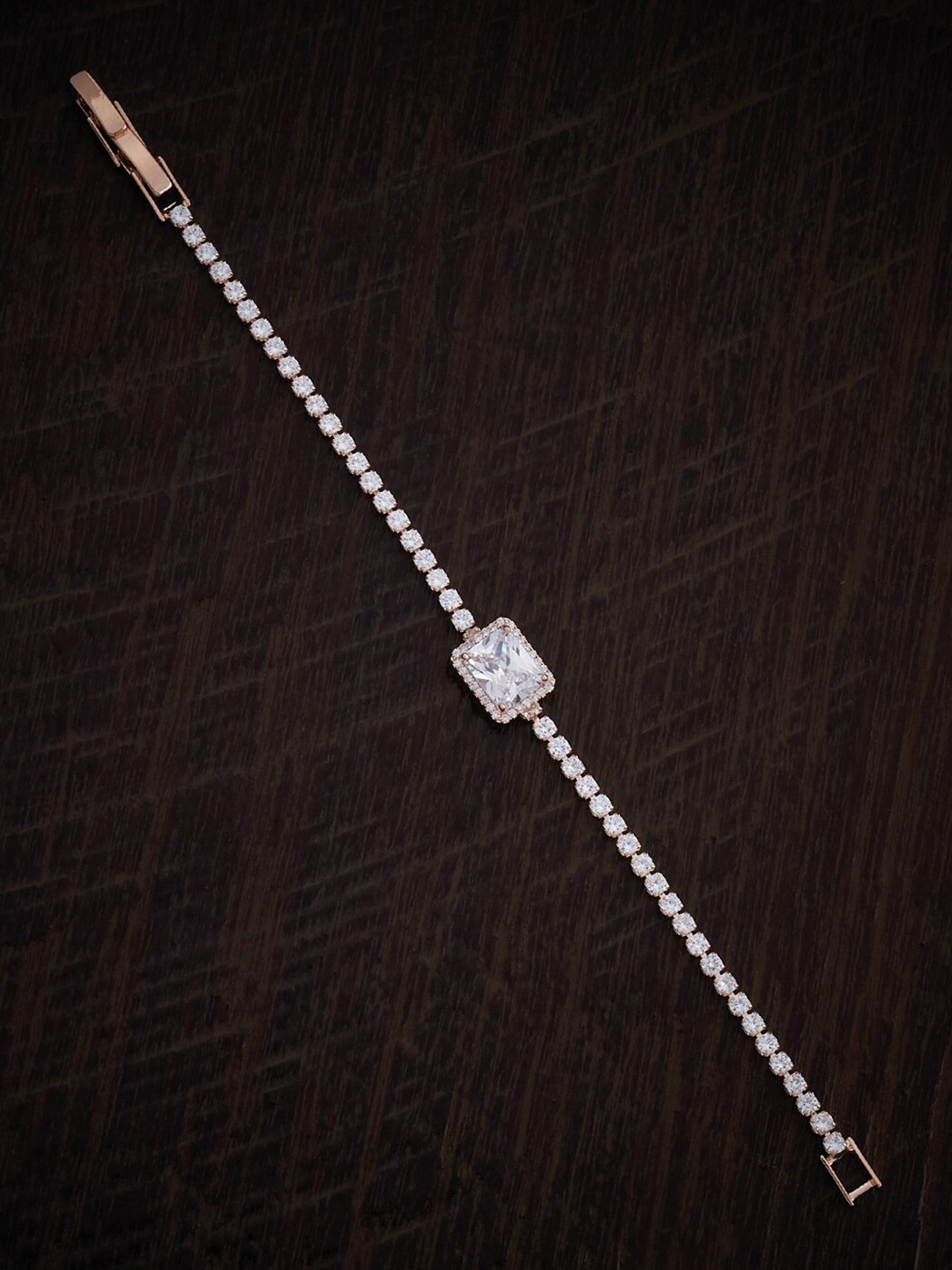 

Kushal's Fashion Jewellery Rose Gold-Plated Cubic Zirconia Studded Wraparound Bracelet