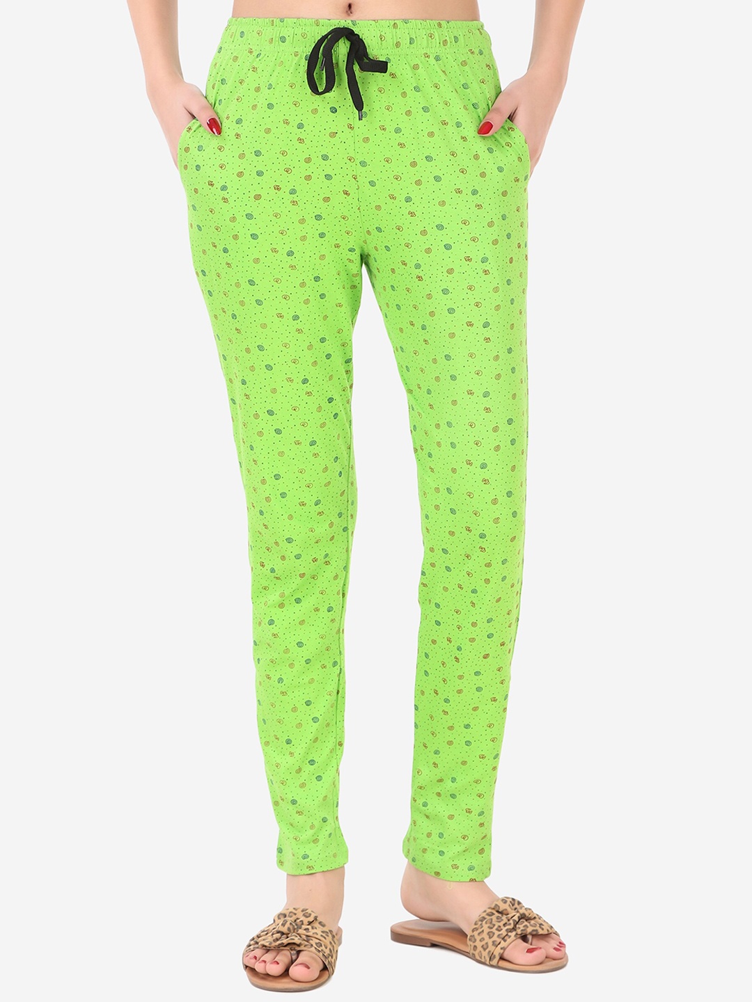 

Fasha Printed Cotton Lounge Pants, Lime green