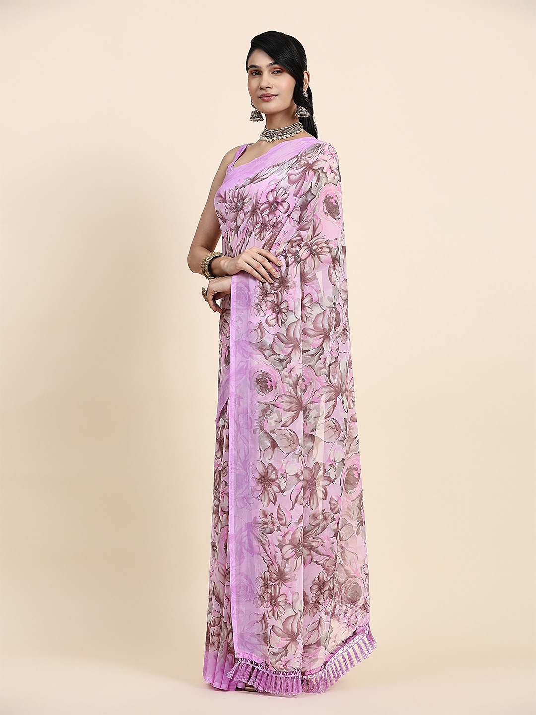 

RACHNA Floral Printed Saree, Purple
