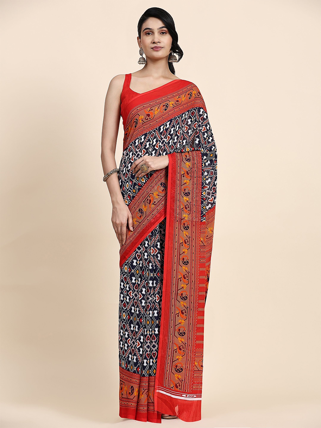 

RACHNA Ethnic Motifs Printed Patola Saree, Red