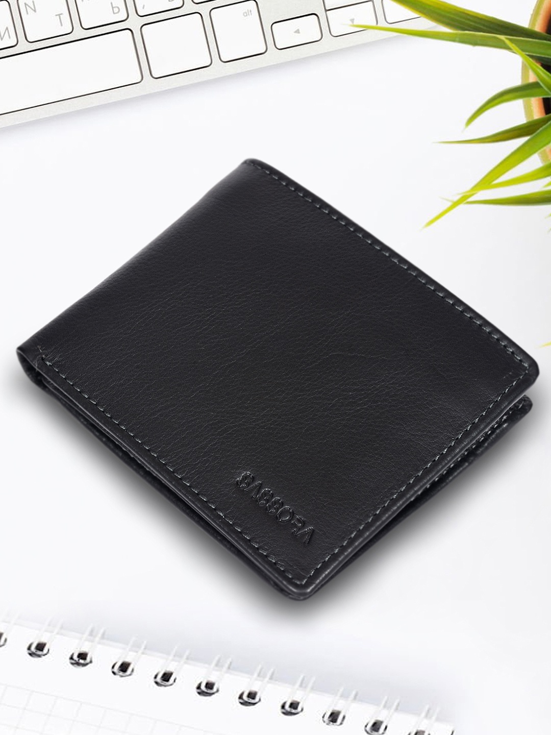 

Sassora RFID Leather Two Fold Wallet, Black