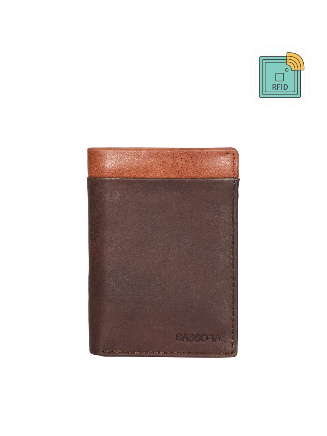 

Sassora RFID Leather Two Fold Wallet, Brown