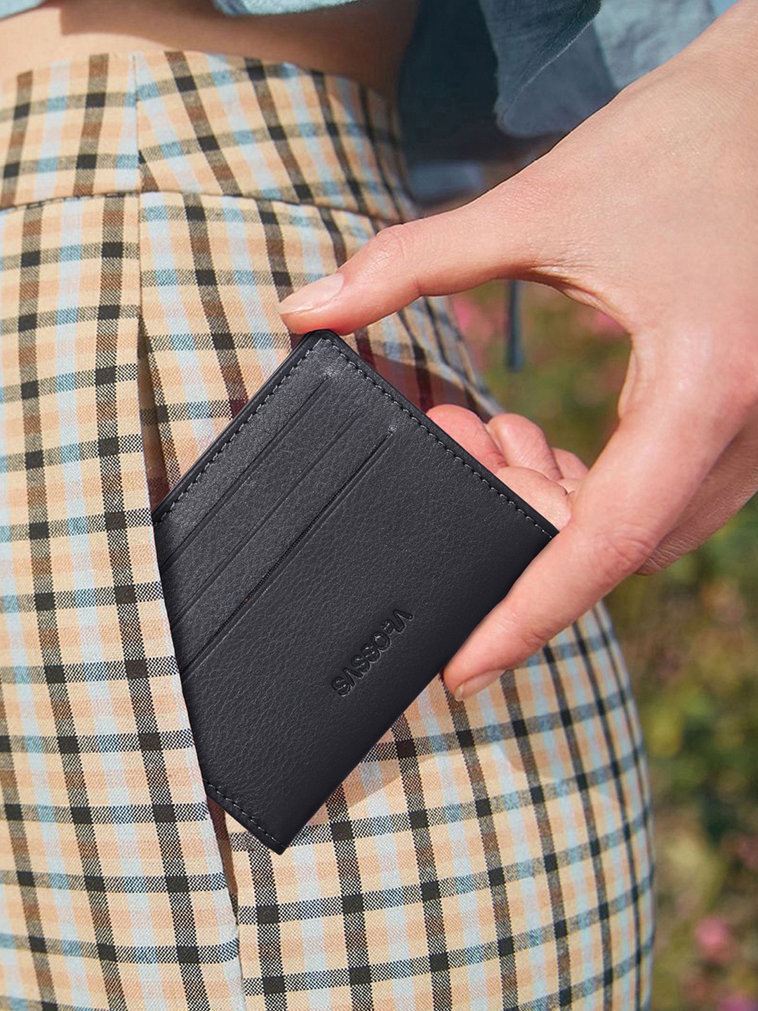 

Sassora RFID Leather Card Holder, Black
