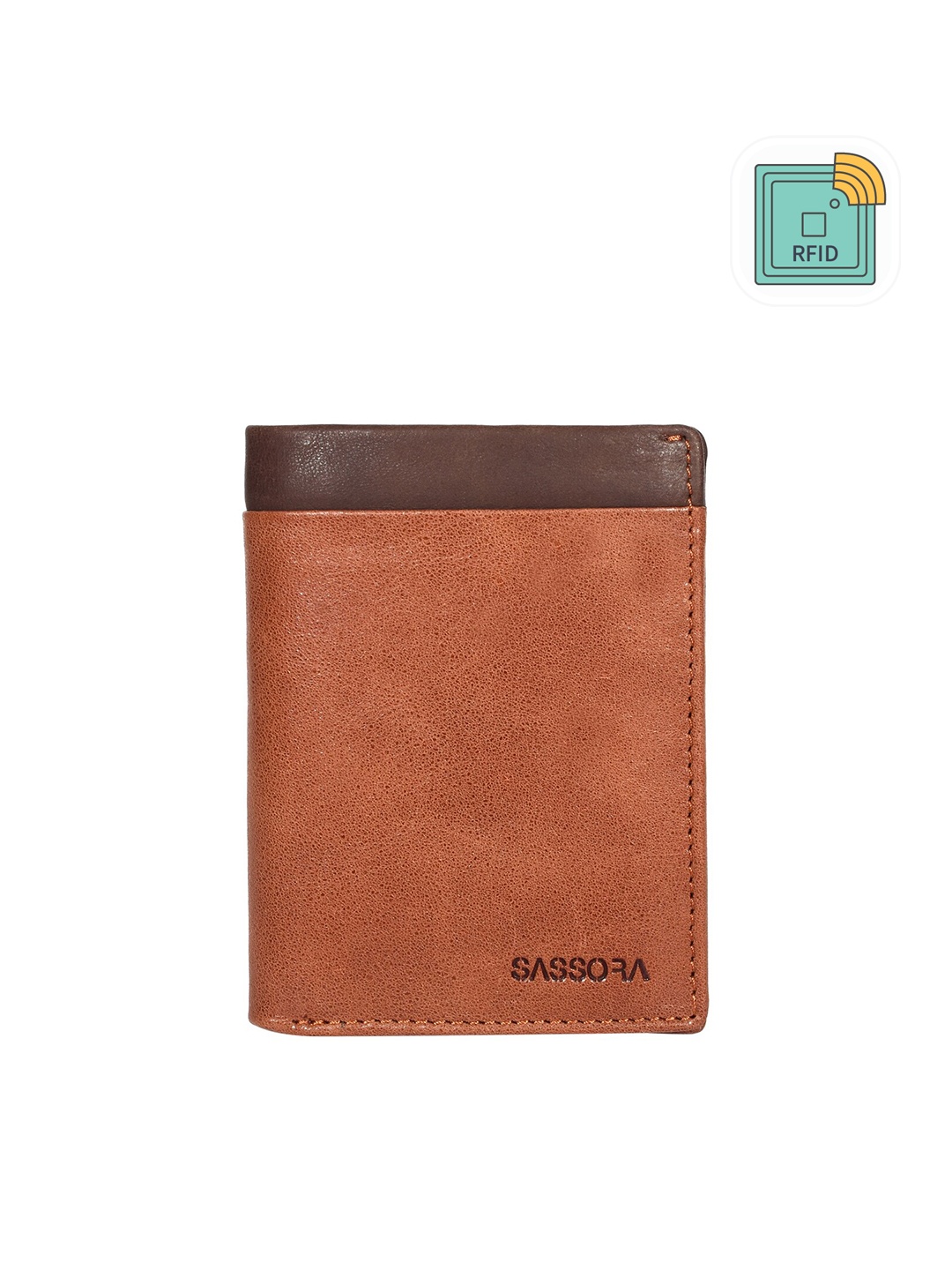 

Sassora RFID Leather Two Fold Wallet, Brown