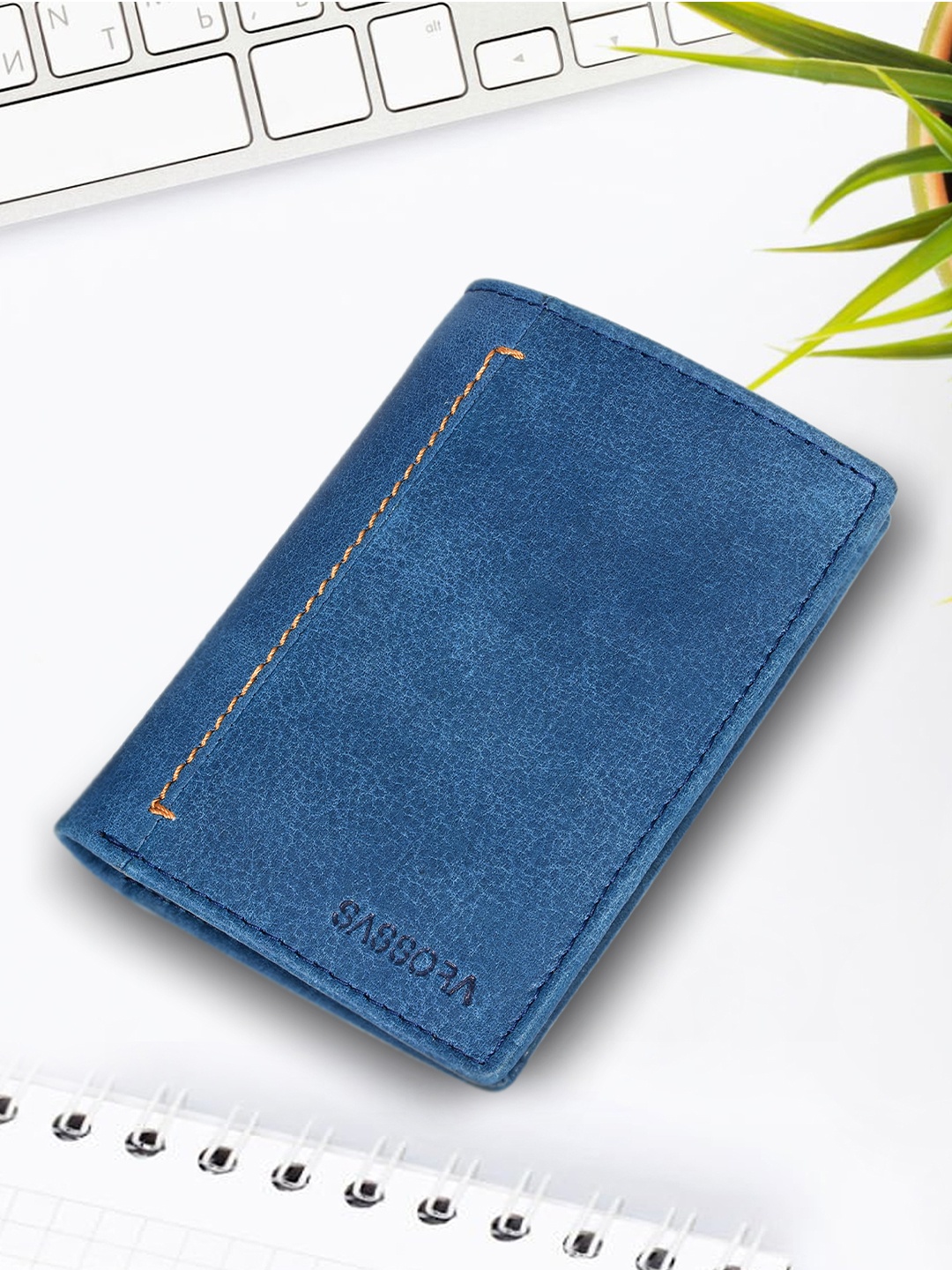 

Sassora RFID Leather Two Fold Wallet, Blue