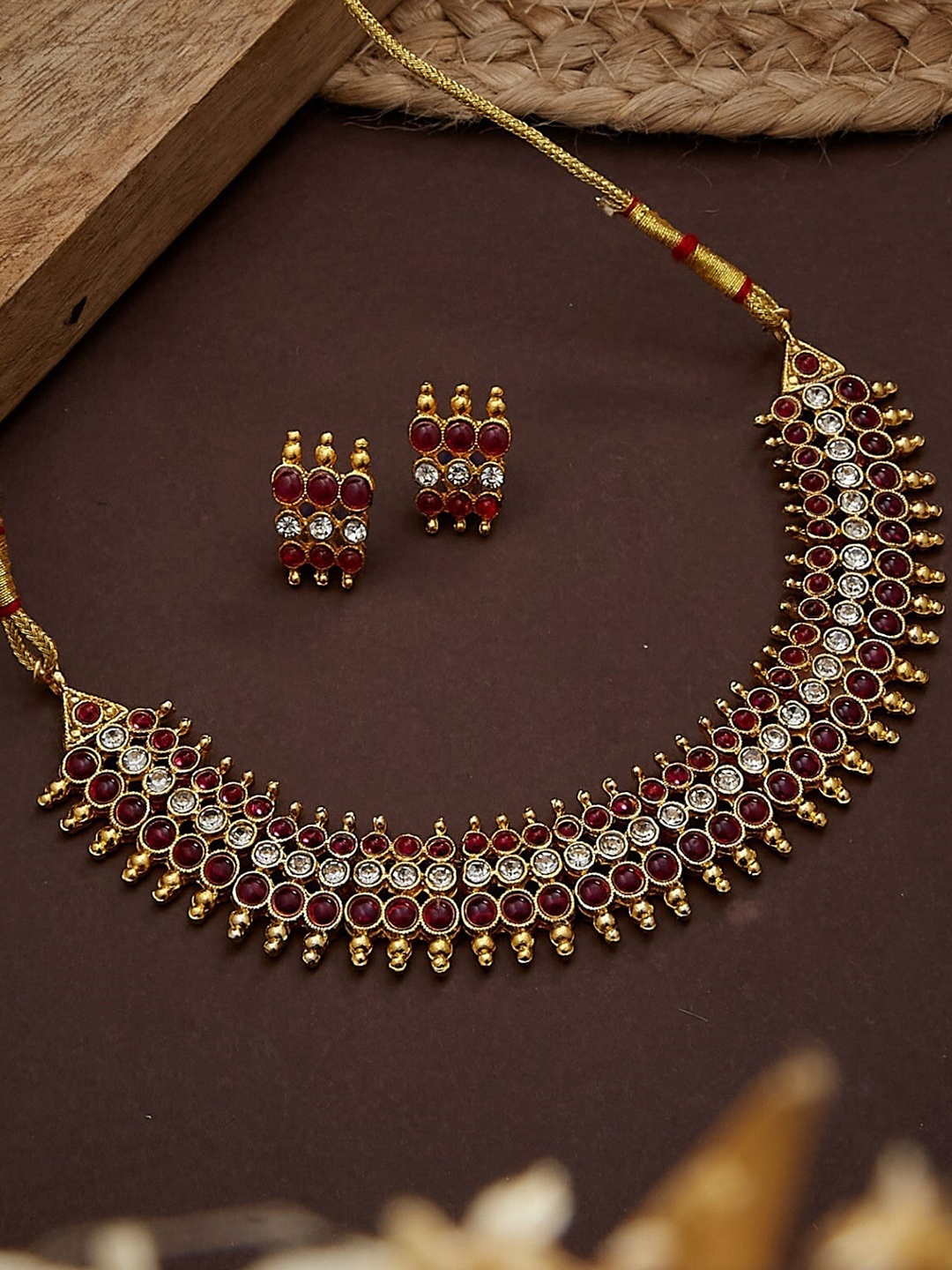 

ATIBELLE Gold-plated Crystal-studded Jewellery Set