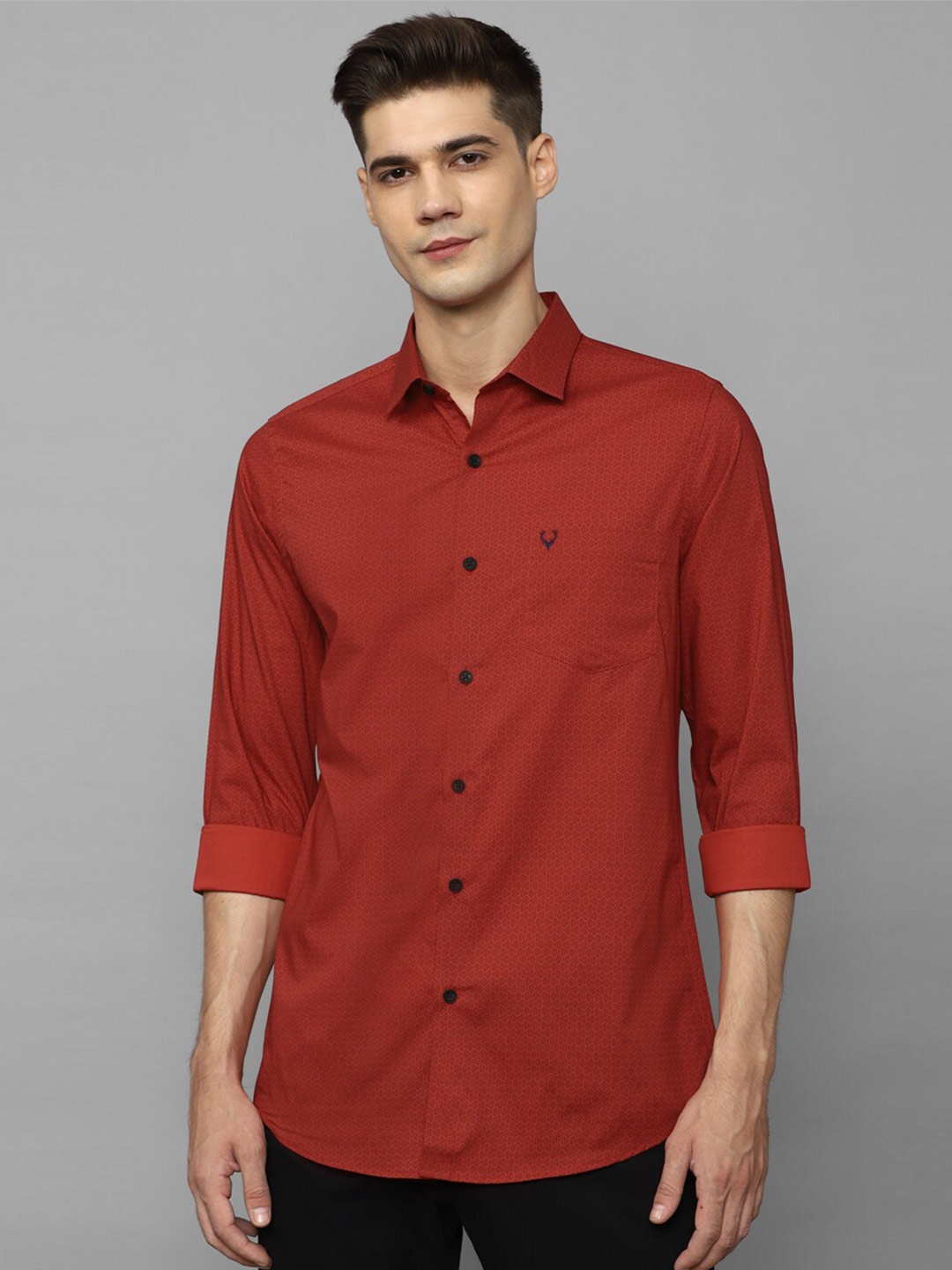 

Allen Solly Slim Fit Geometric Printed Cotton Casual Shirt, Red