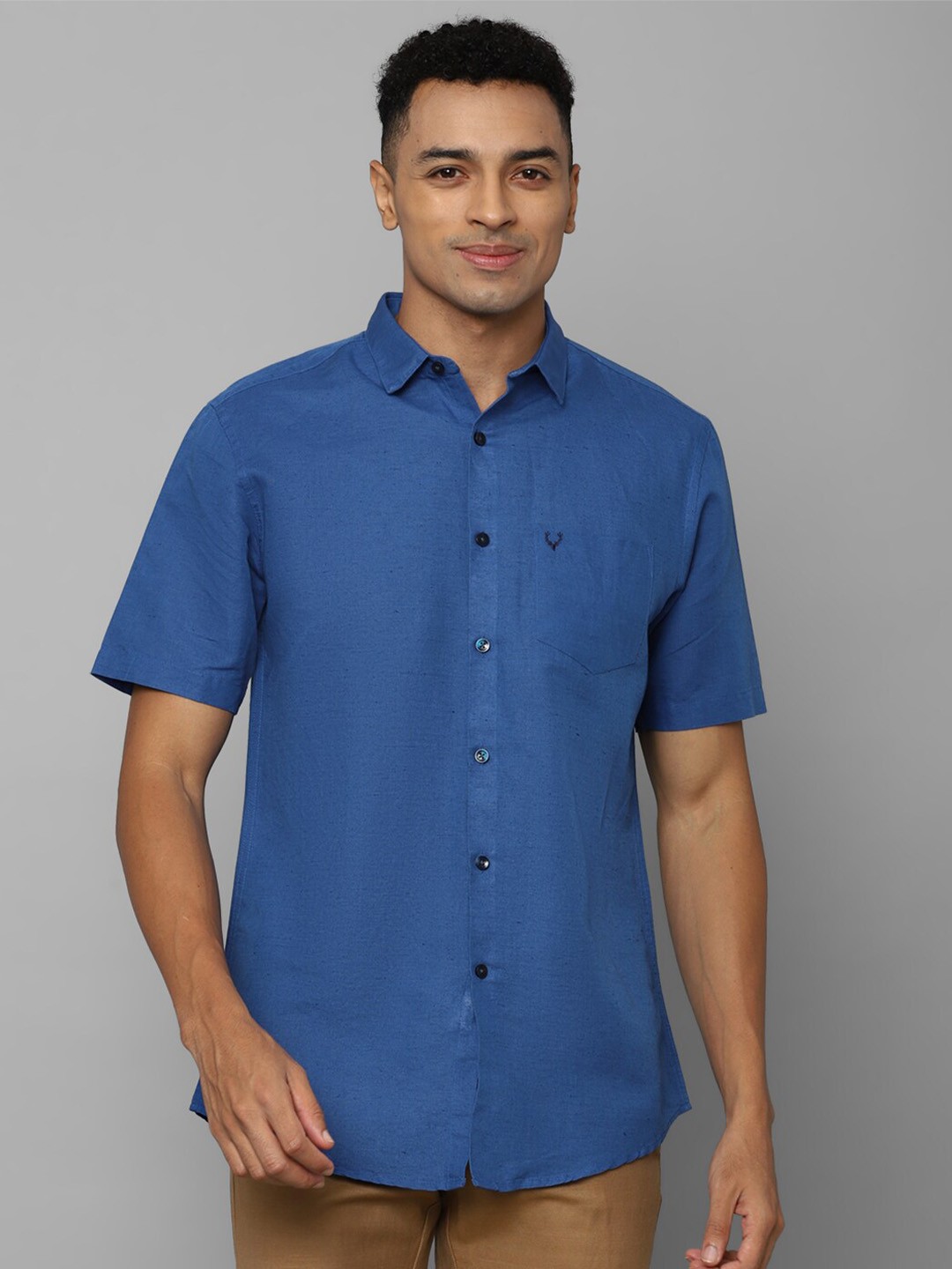 

Allen Solly Slim Fit Linen Cotton Casual Shirt, Blue