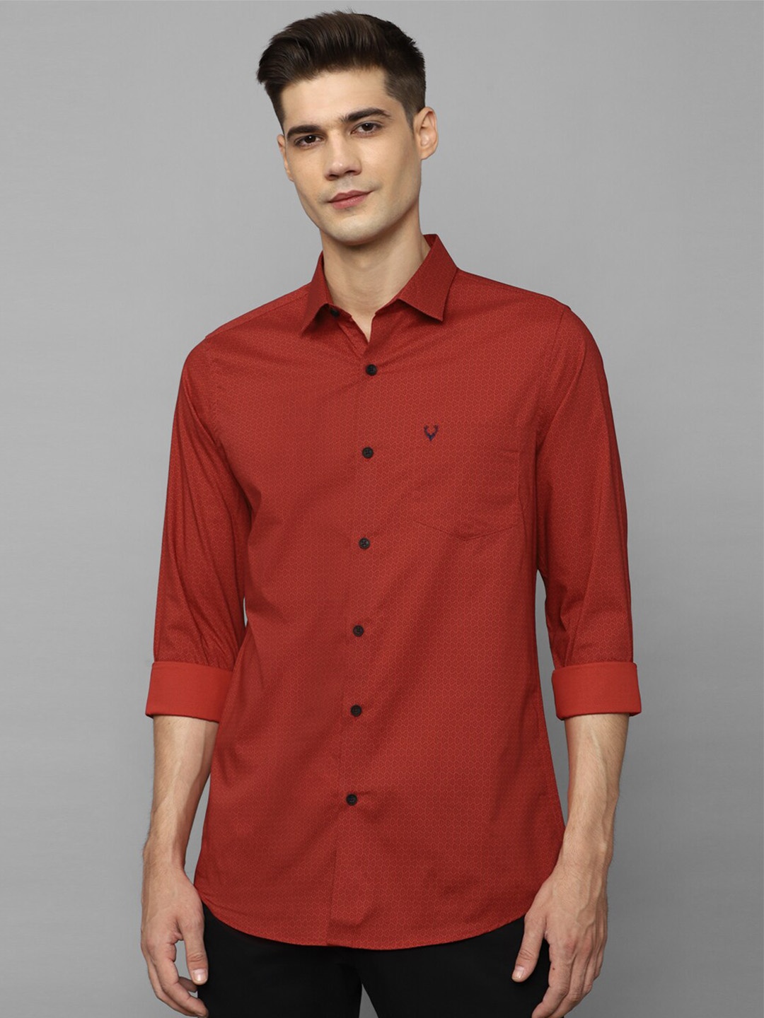 

Allen Solly Spread Collar Slim Fit Cotton Casual Shirt, Red