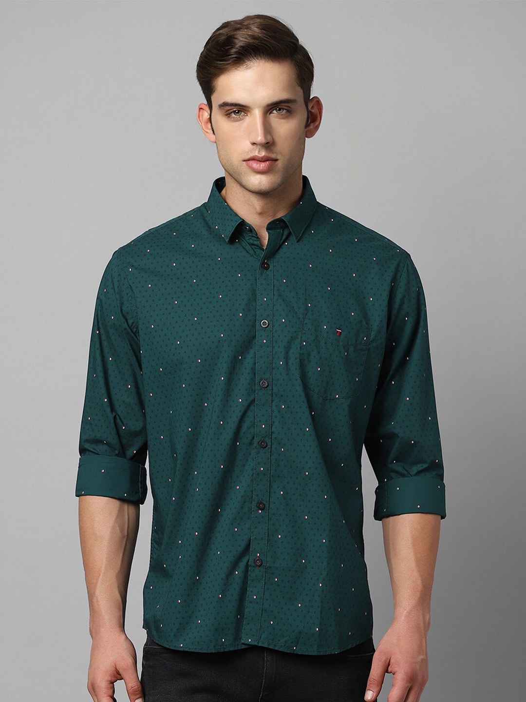 

Louis Philippe Sport Slim Fit Printed Cotton Casual Shirt, Green