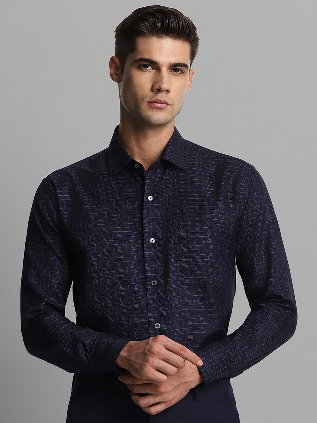 

Luxure by Louis Philippe Cotton Checked Formal Shirt, Navy blue
