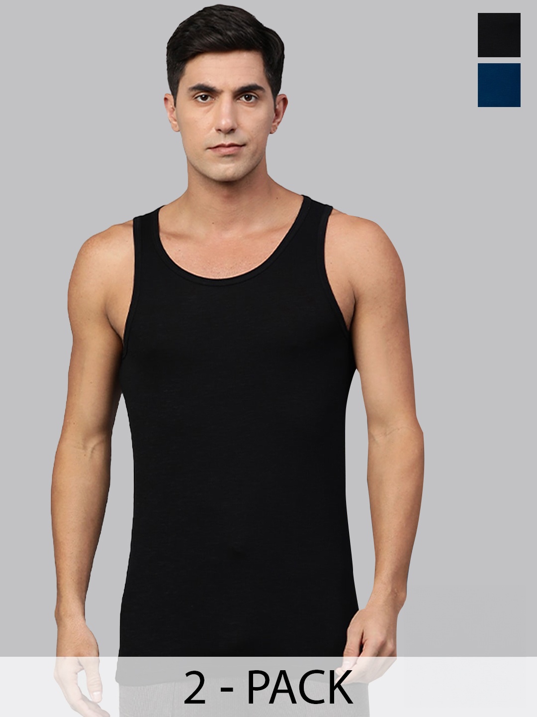 

Heelium Men Pack of 2 Bamboo Super Soft & Odour Free Comfort Fit Vest, Black