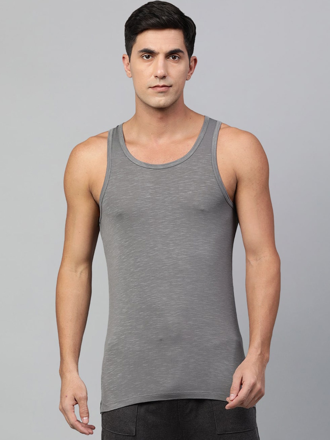 

Heelium Men Bamboo Super Soft & Odour Free Comfort Fit Vest, Grey