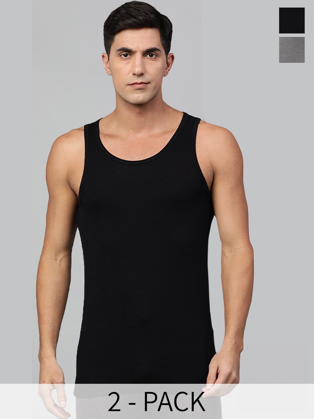 

Heelium Men Pack of 2 Bamboo Super Soft & Odour Free Comfort Fit Vest, Black