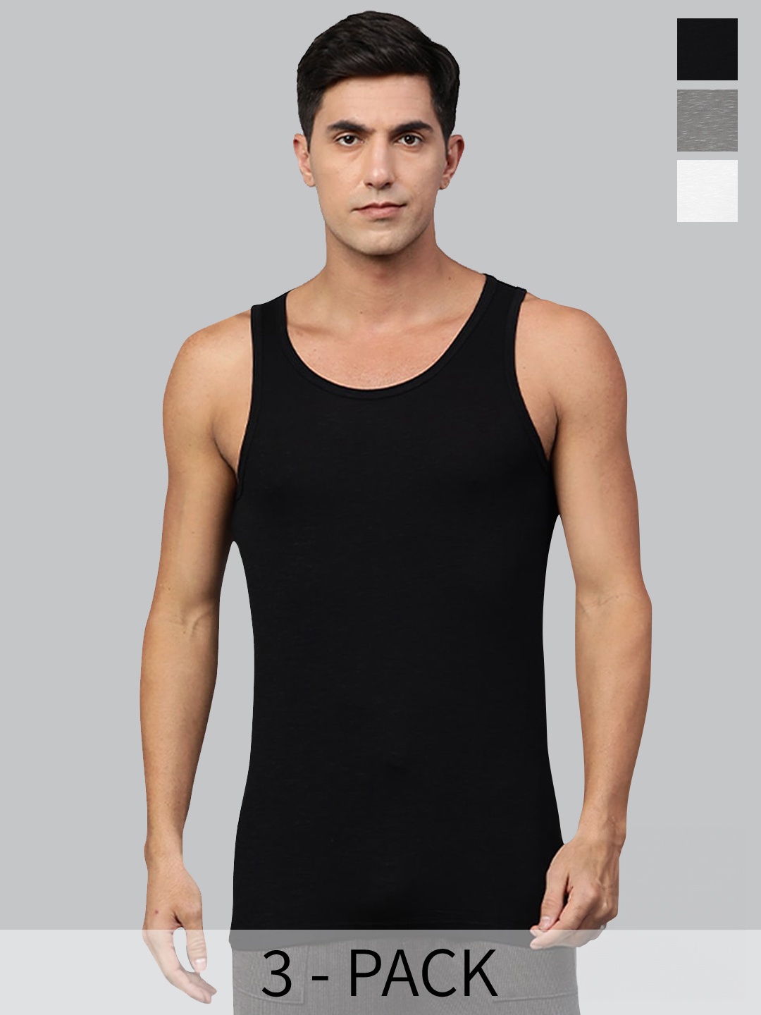 

Heelium Men Pack of 3 Bamboo Super Soft & Odour Free Comfort Fit Vest, Black