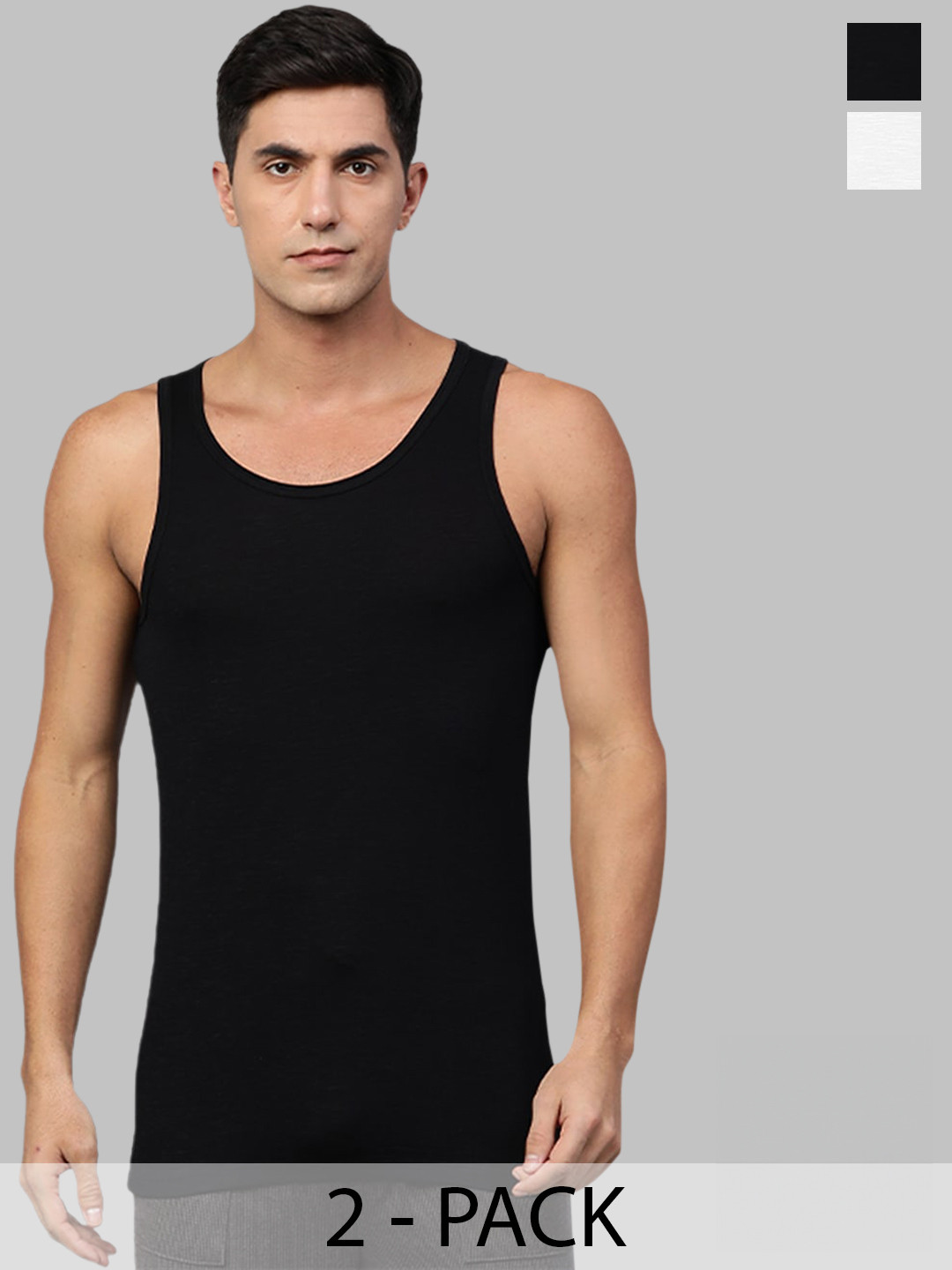 

Heelium Men Pack of 2 Bamboo Super Soft & Odour Free Comfort Fit Vest, Black