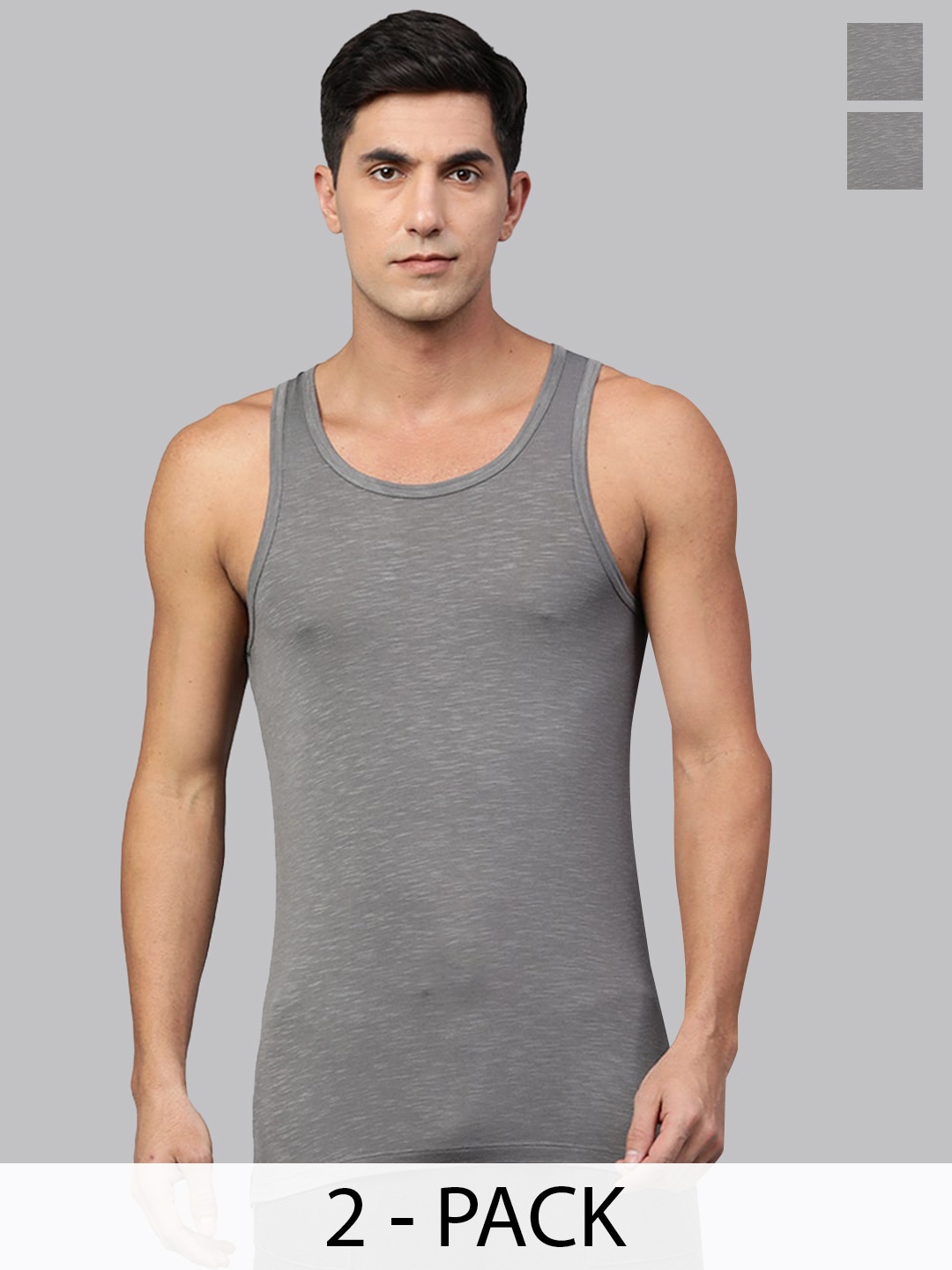 

Heelium Men Pack of 2 Bamboo Super Soft & Odour Free Comfort Fit Vest, Grey