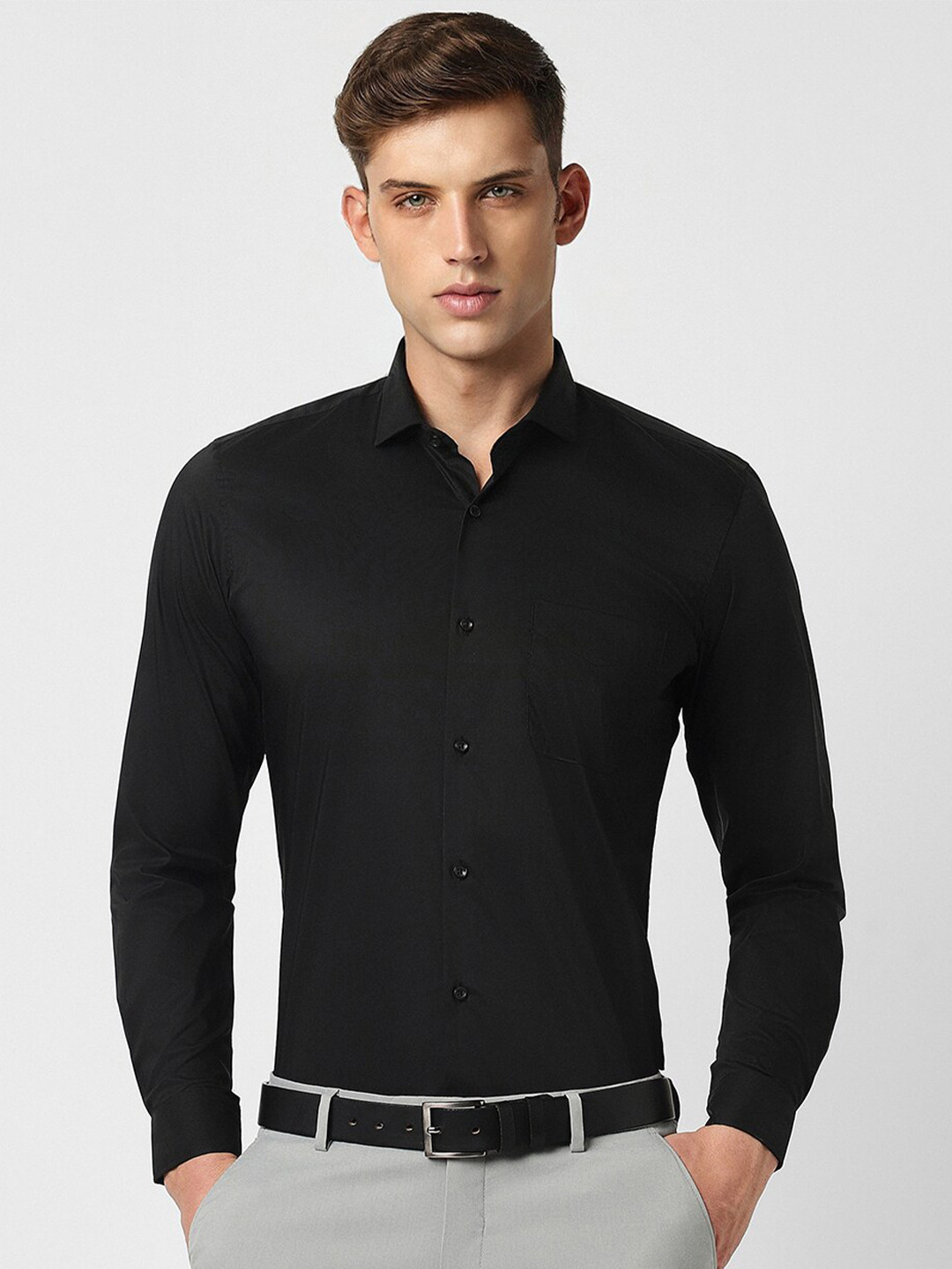 

Peter England Opaque Slim Fit Formal Shirt, Black