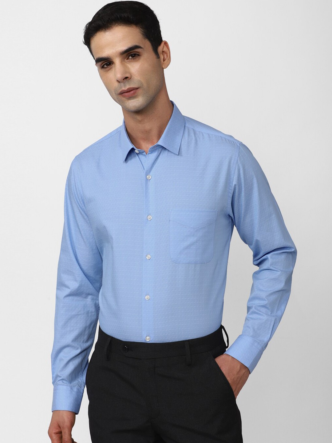 

Peter England Opaque Slim Fit Formal Shirt, Blue