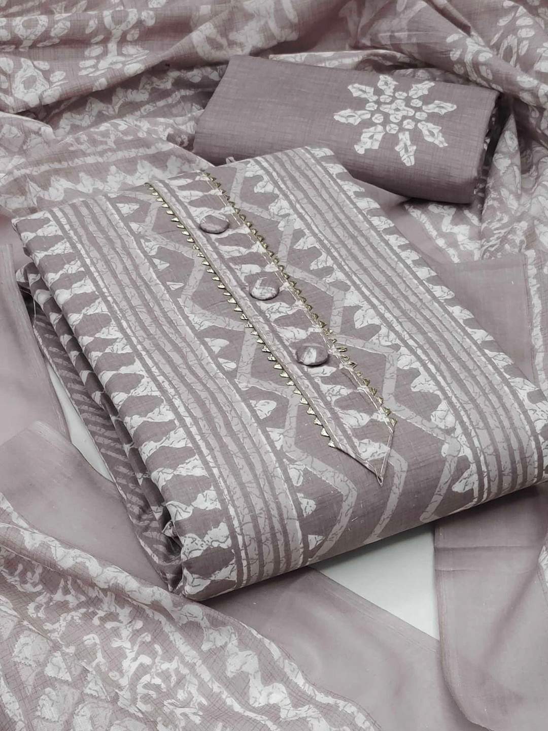 

KALINI Printed Unstitched Dress Material, Grey