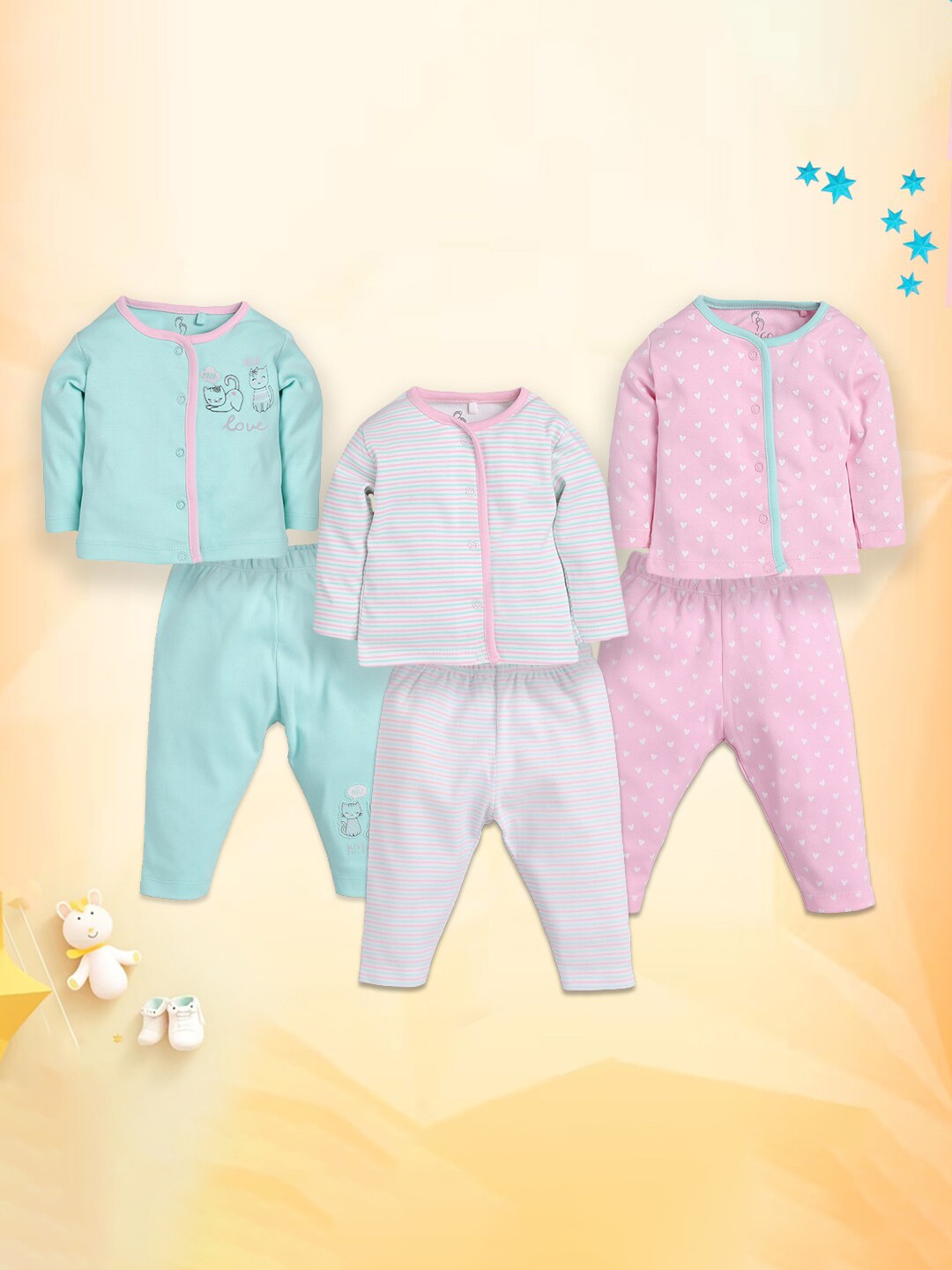 

BABY GO Kids Pack of 3 Printed Shirt with Pyjamas, Pink
