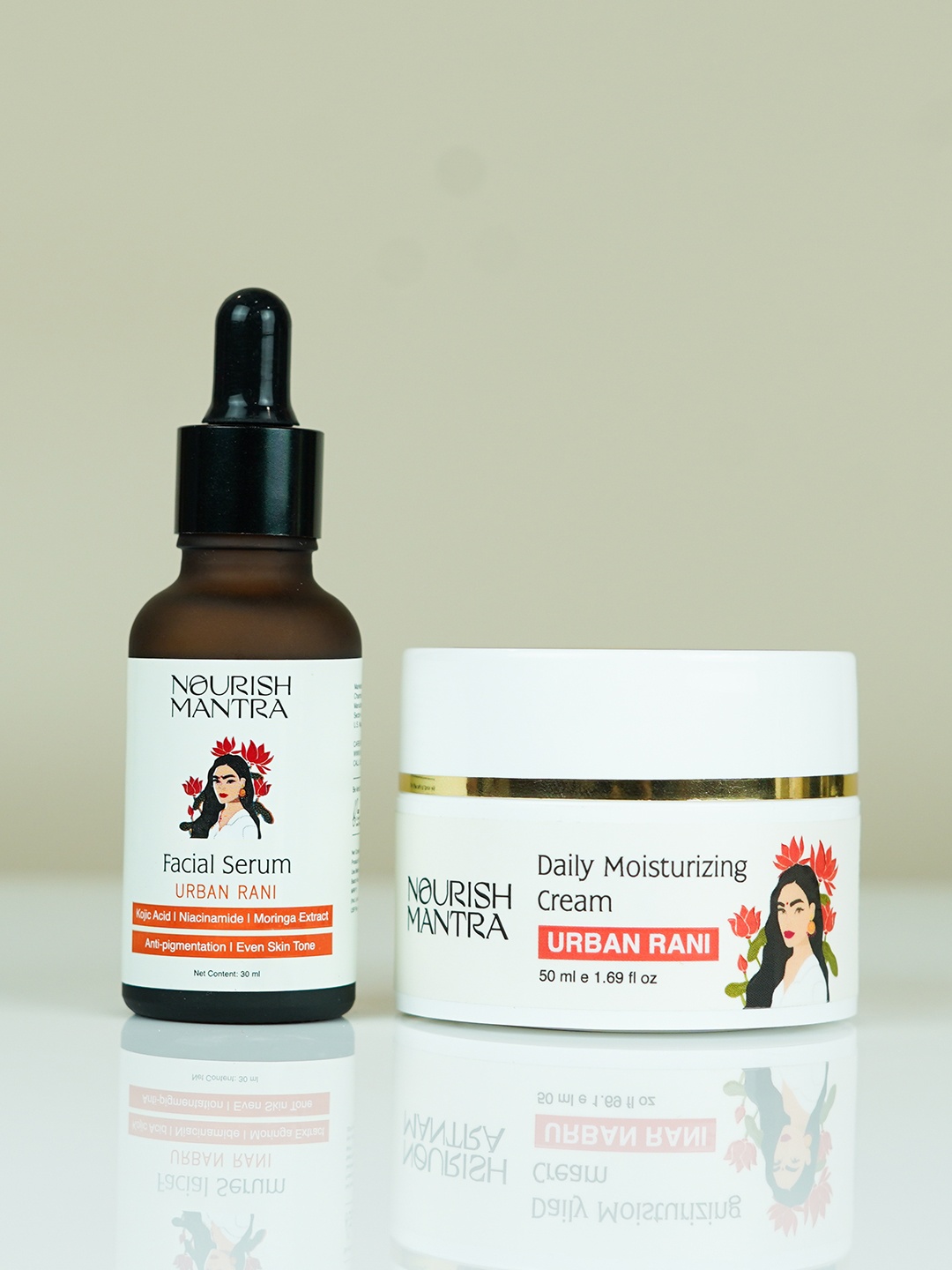 

Nourish Mantra Urban Rani Set Of 2 Facial Serum 30ml & Moisturizing Cream 50ml, White