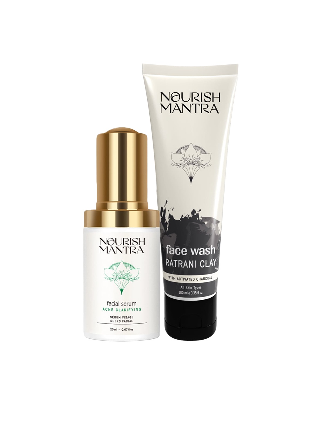 

Nourish Mantra Set of 2 Ratrani Clay Face Wash - 100ml -Acne Clarifying Serum - 20ml, White