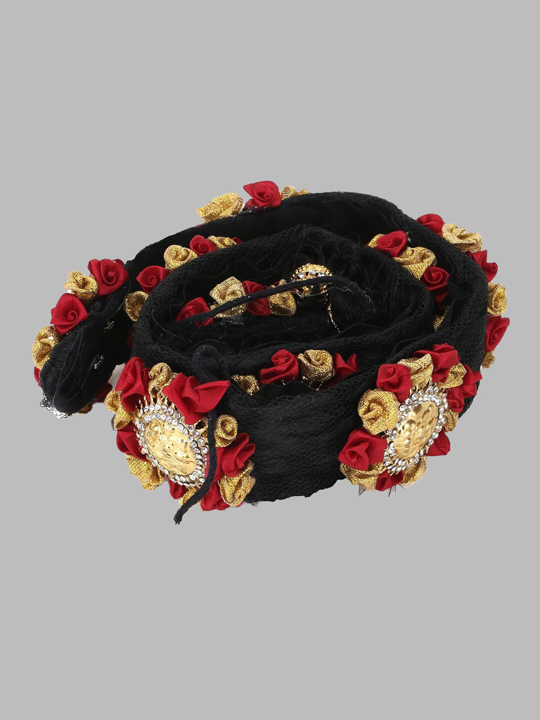 

FIMBUL Indian Traditional Hair Choti With Flowers Jada Set, Gold