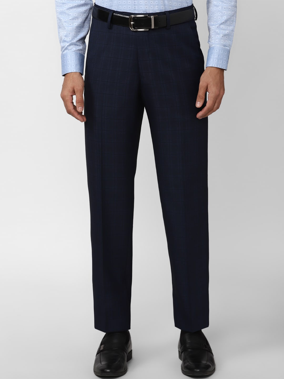 

Van Heusen Men Regular Fit Formal Trousers, Navy blue