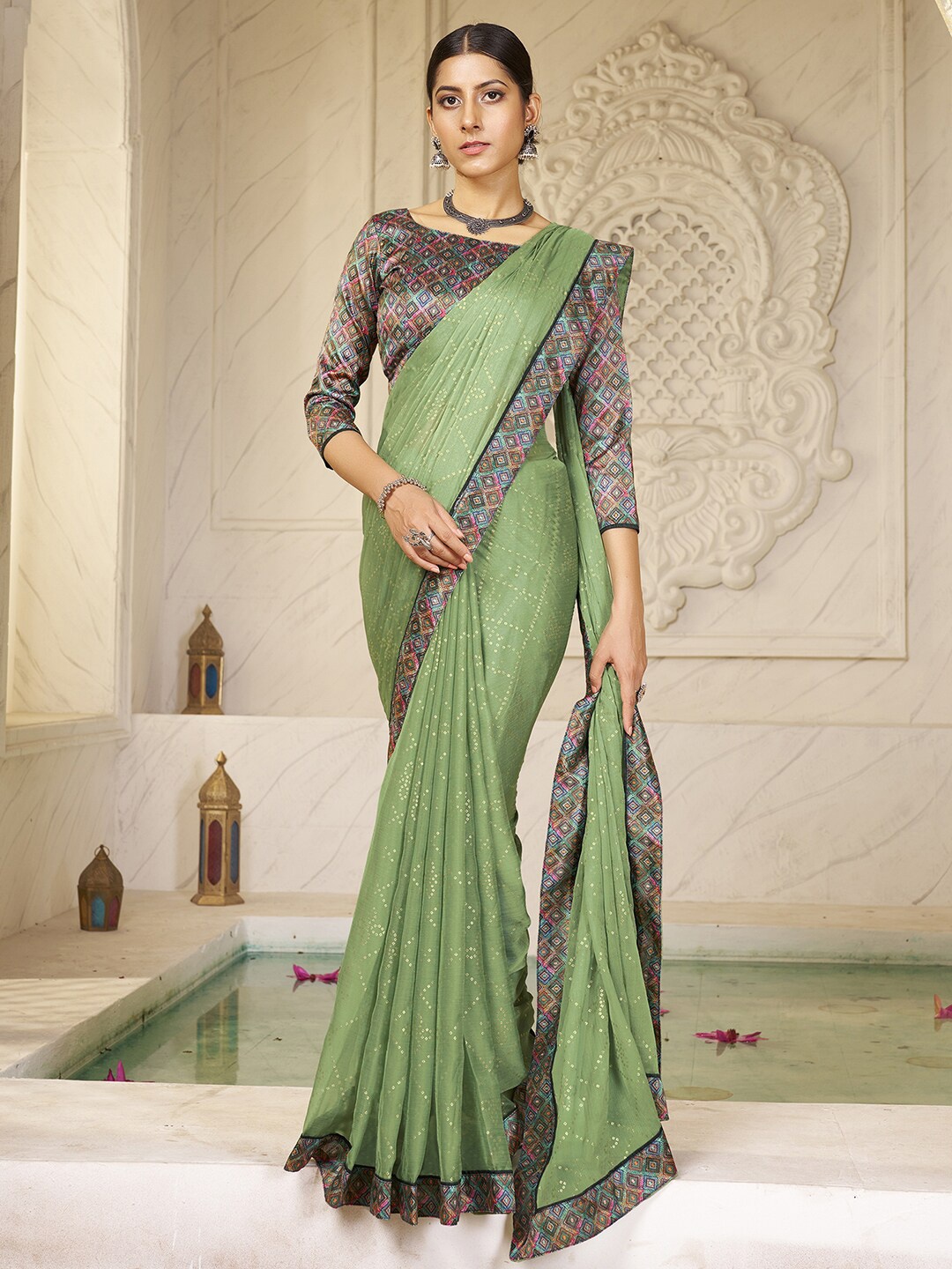 

Anouk Bandhani Printed Pure Chiffon Saree, Green