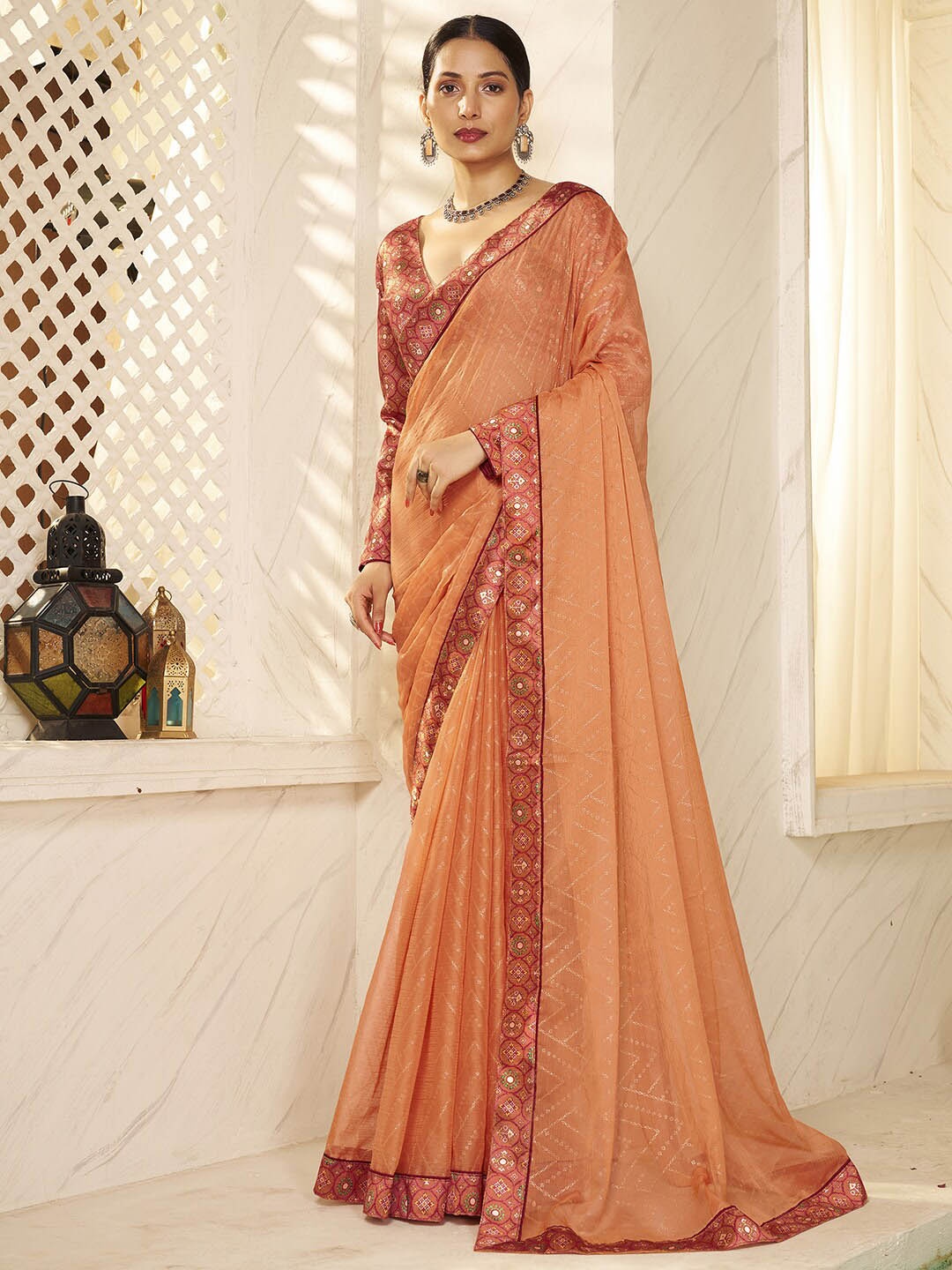 

Anouk Embellished Pure Chiffon Saree, Peach