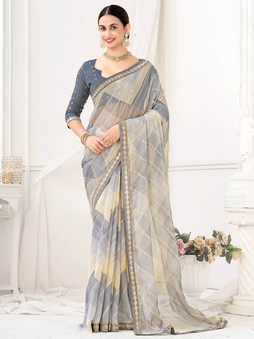 

Anouk Abstract Printed Saree, Grey