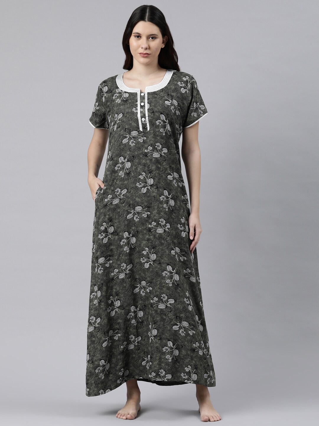 

GOLDSTROMS Floral Printed Maxi Nightdress, Grey