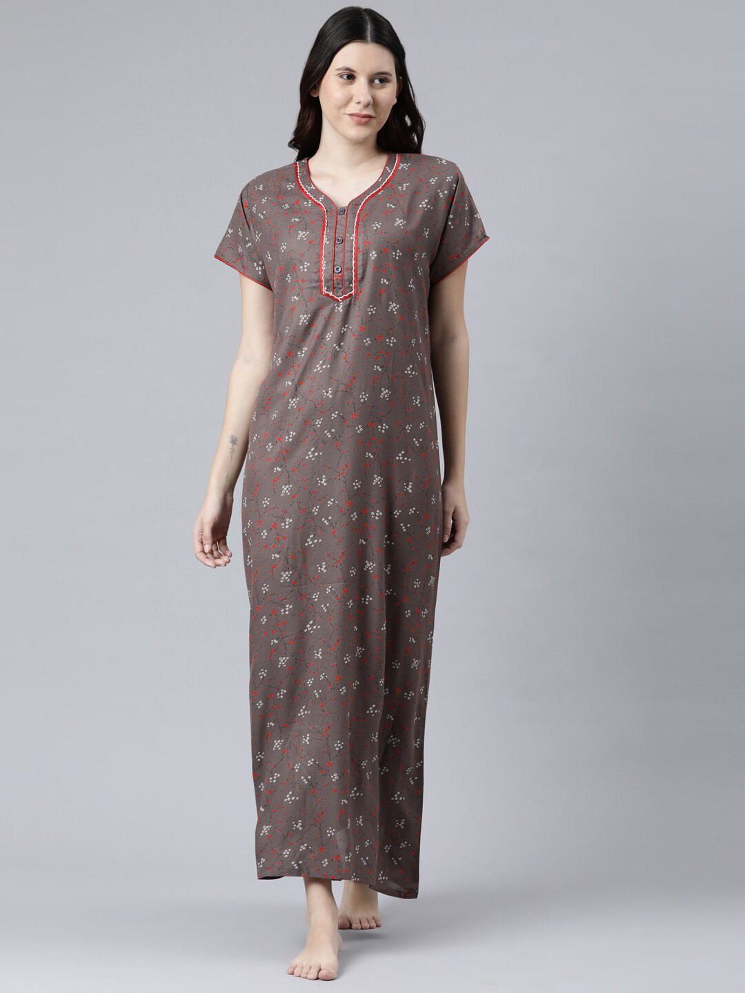 

GOLDSTROMS Floral Printed Maxi Nightdress, Grey