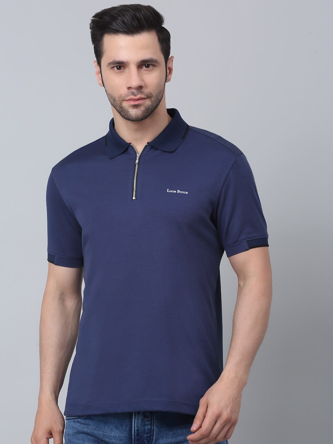 

LOUIS STITCH Slim Fit Polo Collar Stretchex Cotton T-shirt, Blue